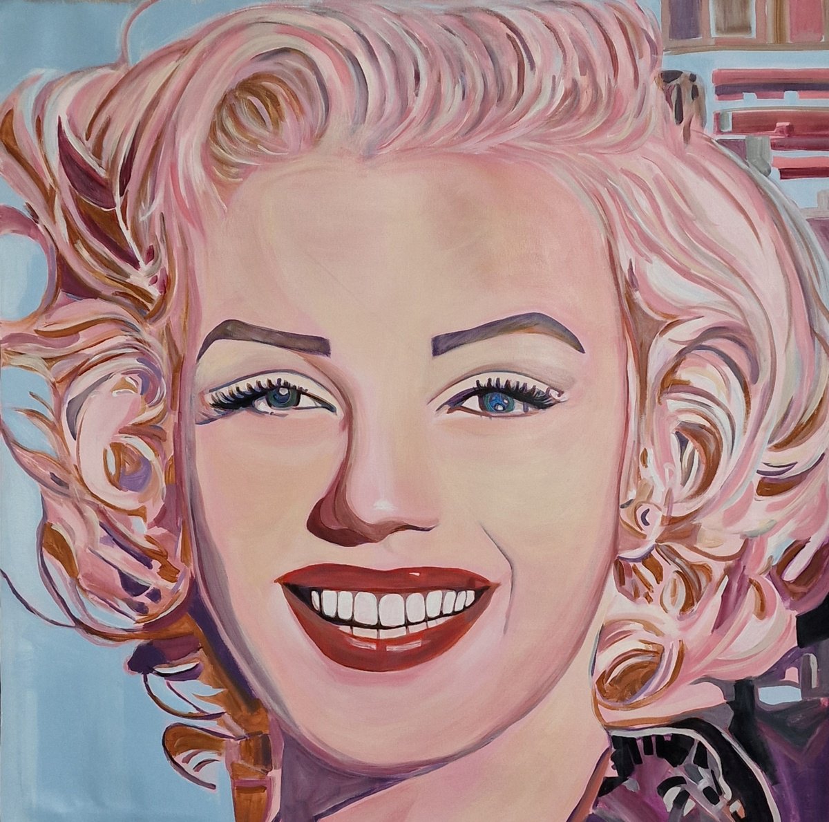 Impressionistic Portrait Acrylic Painting By Alexandra Djokic, 43 X 43, Marilyn Monroe, Original Artwork