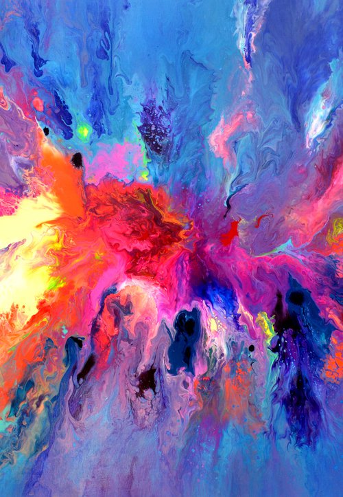 59x35.5'' FREE SHIPPING Large Ready to Hang Abstract Painting - XXXL Huge Colourful Modern Abstract Big Painting, Large Colorful Painting - Ready to Hang, Hotel and Restaurant Wall Decoration, Happy Harmony XXIII by Soos Tiberiu