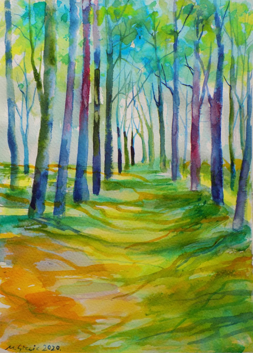 Impressionistic Watercolour , Shady Path By Maja Grecic, 11 X 15, Artwork For Sale On Artfinder