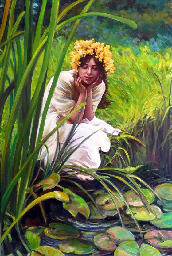 Summer Pond, Contemporary Art, Figurative,