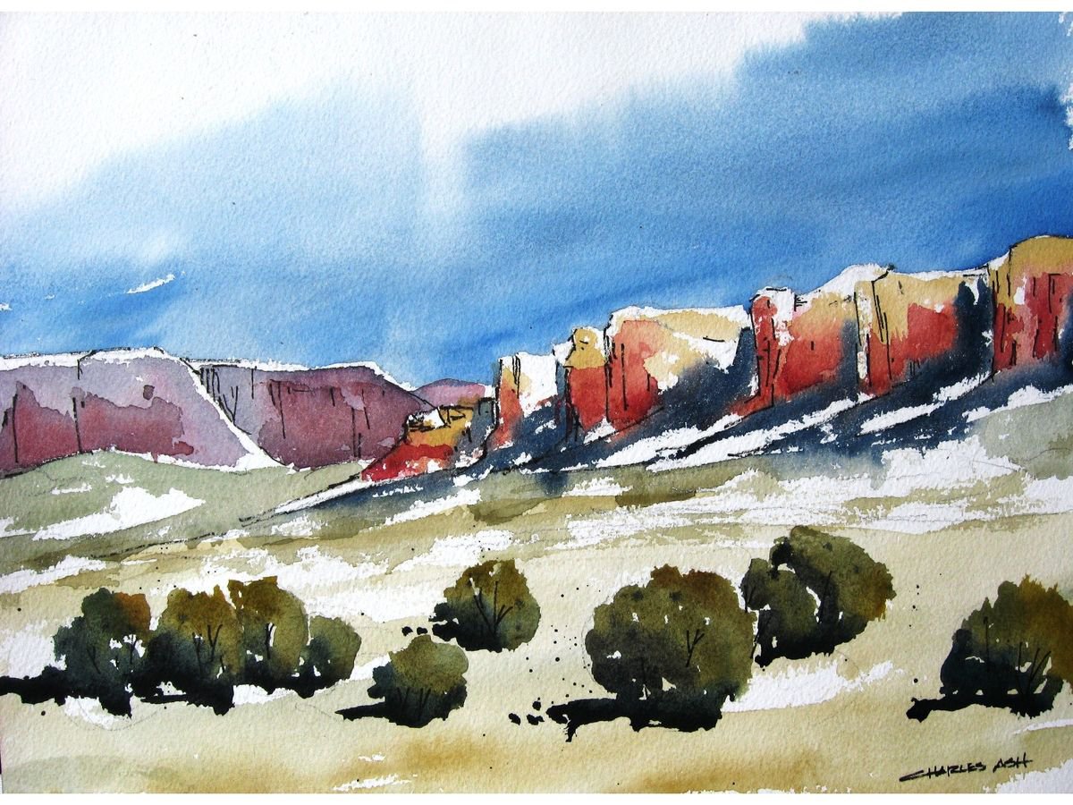 High Desert Mesas - Original Watercolor Painting by CHARLES ASH