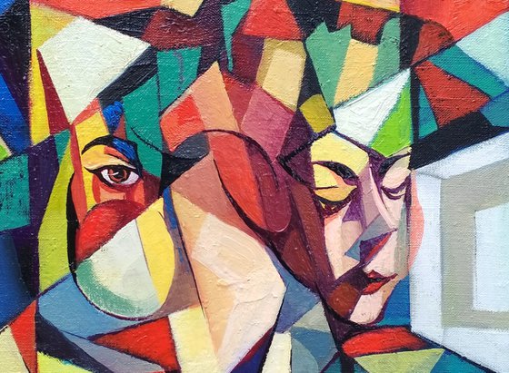 Cubism - Look (40x50cm, cubism, oil painting, ready to hang)