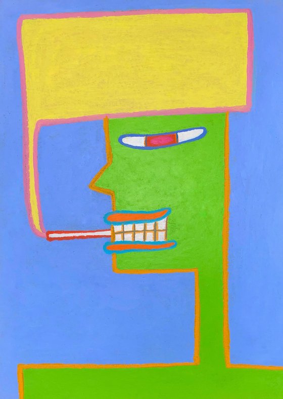 Naive Pop Art man with red eye