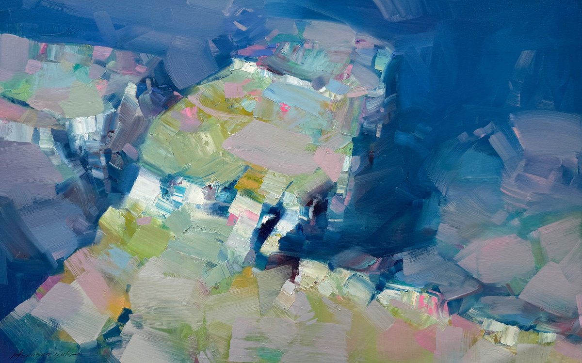 Impressionistic Landscape Oil Painting By Vahe Yeremyan, 30 X 20", Canyon View, Original Artwork