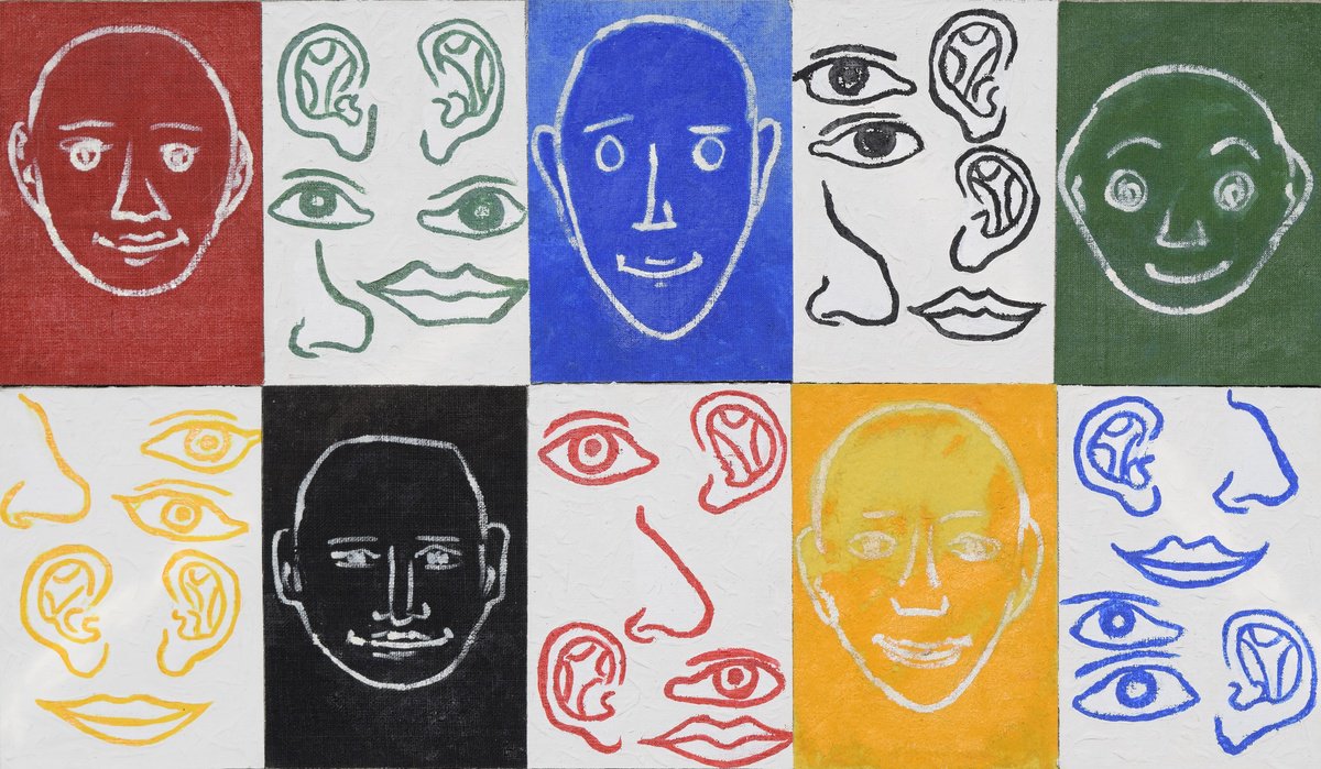 Portrait Acrylic Painting By Antonio Mele, 39 X 23, Men And Women, Original Artwork