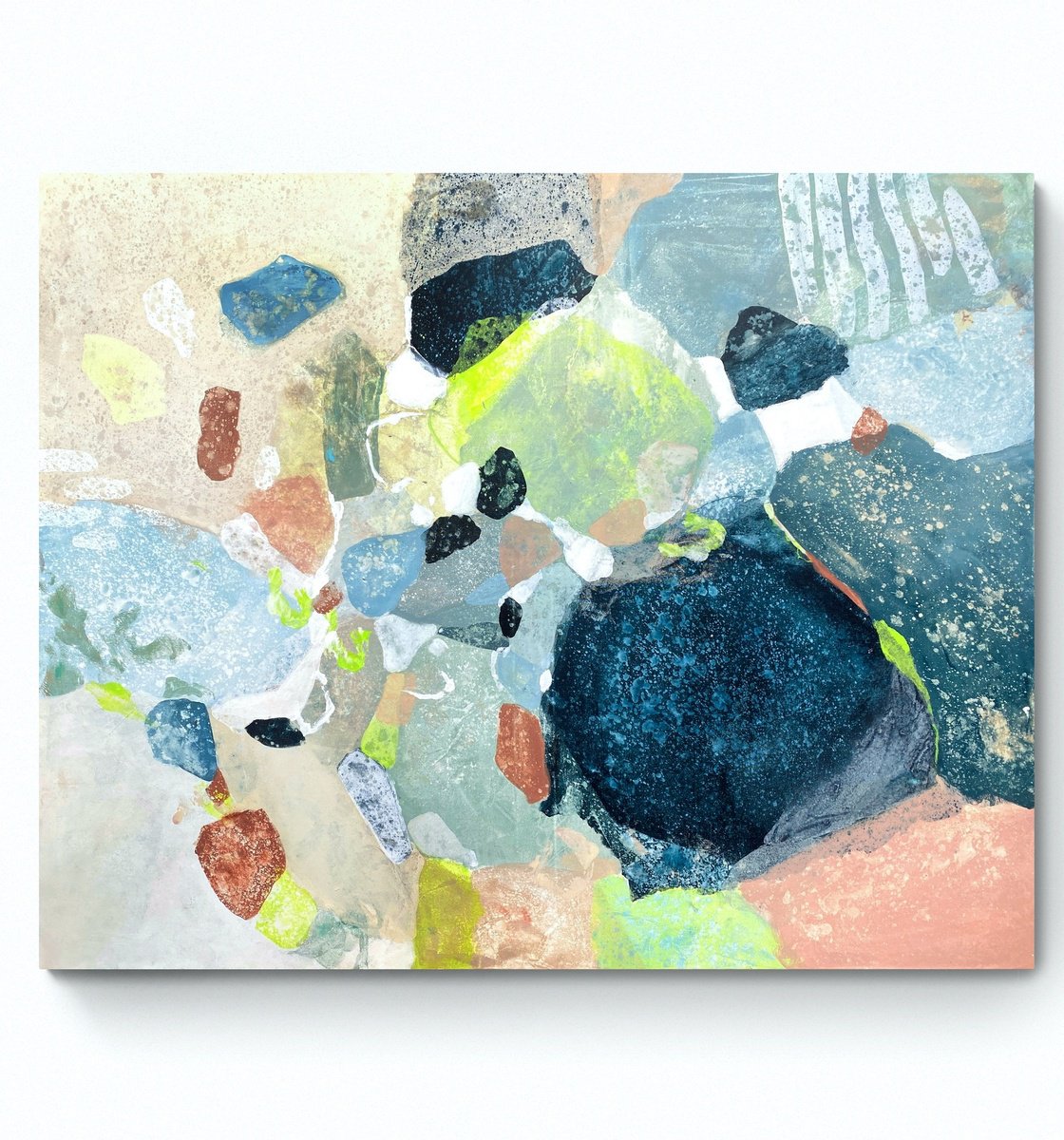 Abstract Acrylic Painting By Cristina Dalla Valentina, 39 X 31, Seaside Morning 2, Original Artwork