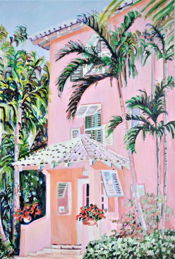 House with palm trees / 85 x 58.5 cm