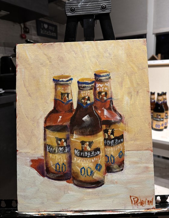 Three Brown Bottles