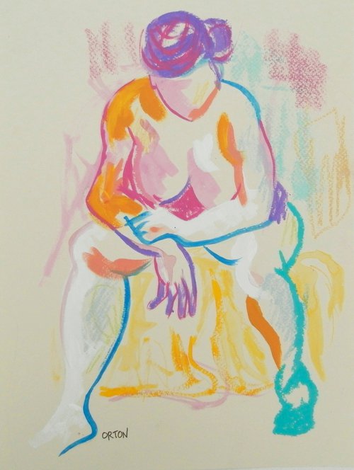 Female Nude Gesture Study Art Figure Study Original Pastel Life Drawing by Andrew Orton