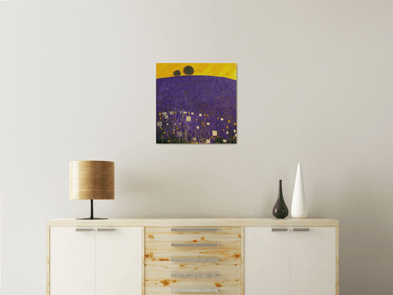 Contemporary Abstract Purple Lavender & Gold Leaf.