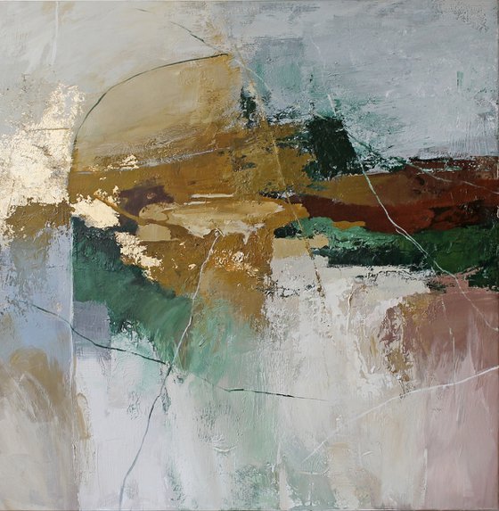 "Iceland" Abstract green brown gold art