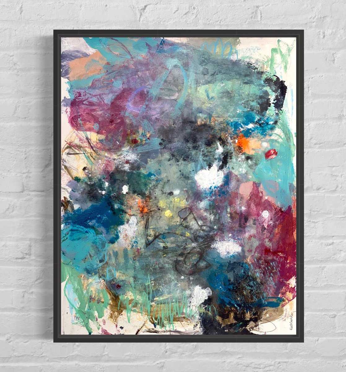 Organic Abstract Acrylic Painting By Kat Crosby, 18 X 24", Into The Cosmos, Original Artwork