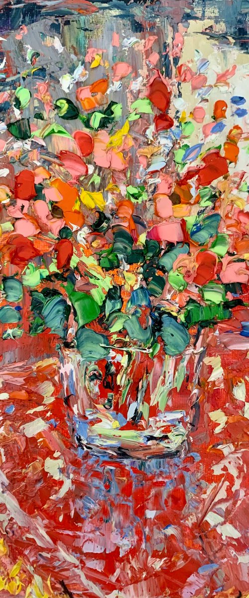 Bouquet of red flowers by Vilma Gataveckienė