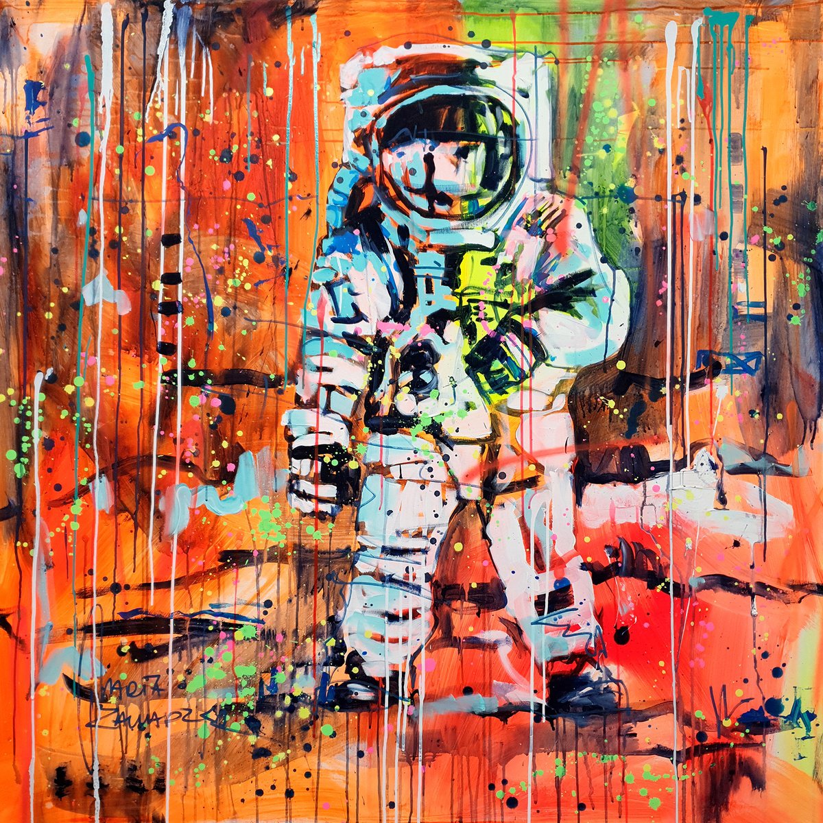 Impressionistic Portrait Acrylic Painting By Marta Zawadzka, 51 X 51", Eternal Footprints, Original Artwork