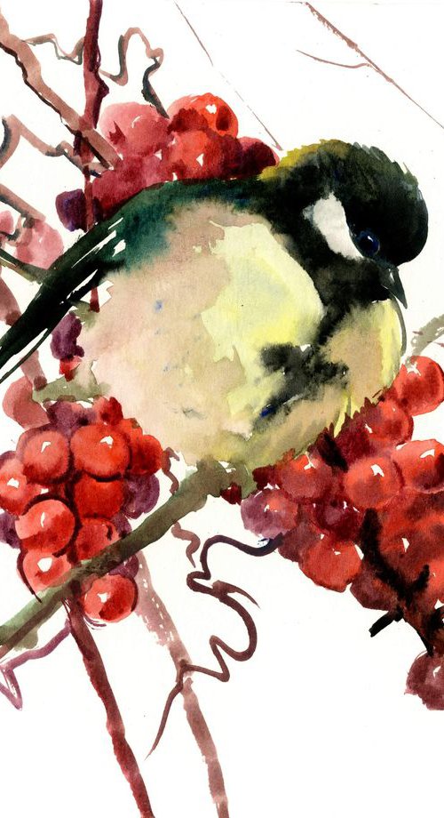 Great Tit and Wild Berries by Suren Nersisyan
