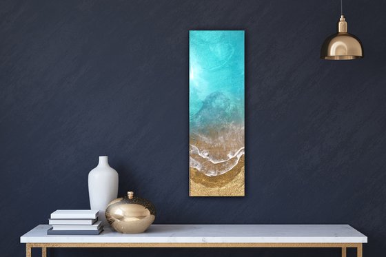 Teal Waves tropical beach painting #31