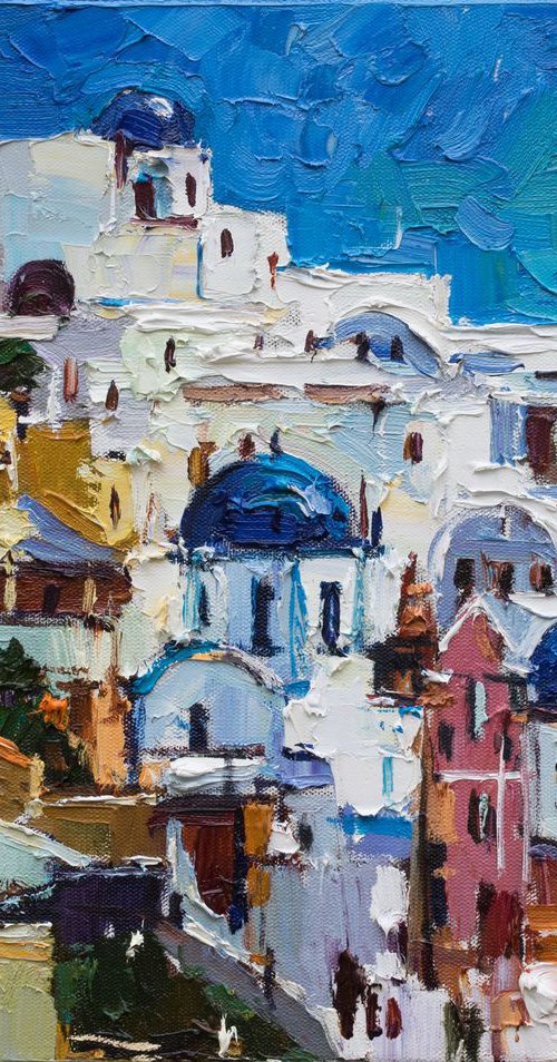 Santorini, Greece - Original landscape painting by Anastasiia Valiulina