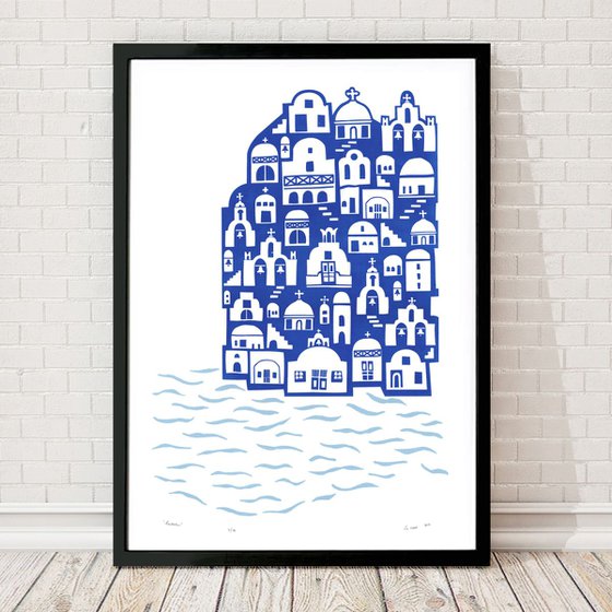 "Santorini" - Unframed - FREE Worldwide Delivery