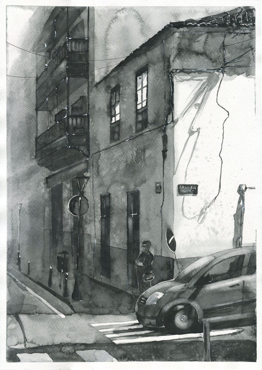 Woman on a street corner by Oleksii Iakurin