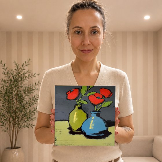 Painting "Poppies in Vases"