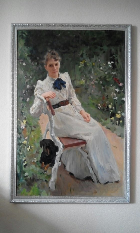 Copy of painting "Olga Fedorovna Tamara" by Valentin Serov.
