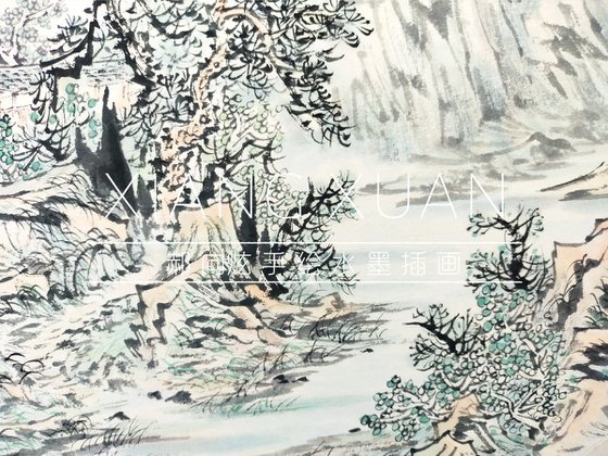 XUAN ART - Chinese landscape painting 43*43cm - 09