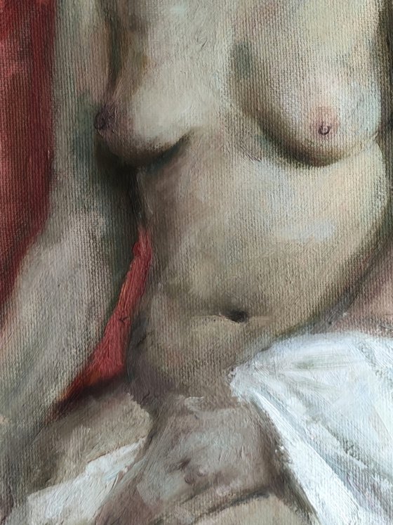 Nude with a white towel