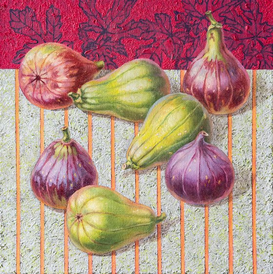 Figs on silver tablecloth