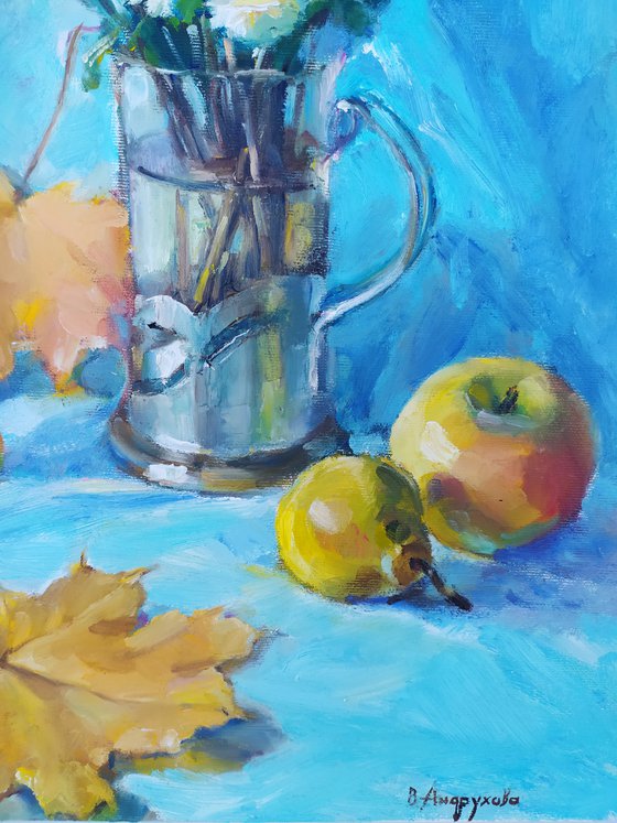 Flowers and apples