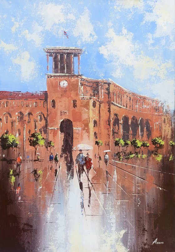 Cityscape - Yerevan -Republic Square (45x65cm, oil painting, ready to hang)