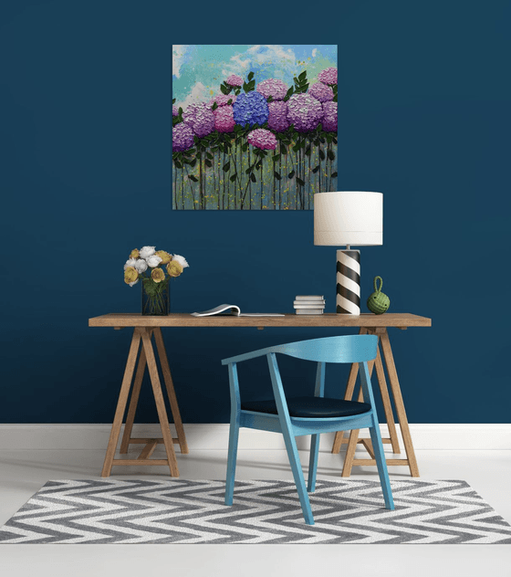 Hydrangeas Large Original Abstract Impasto Painting