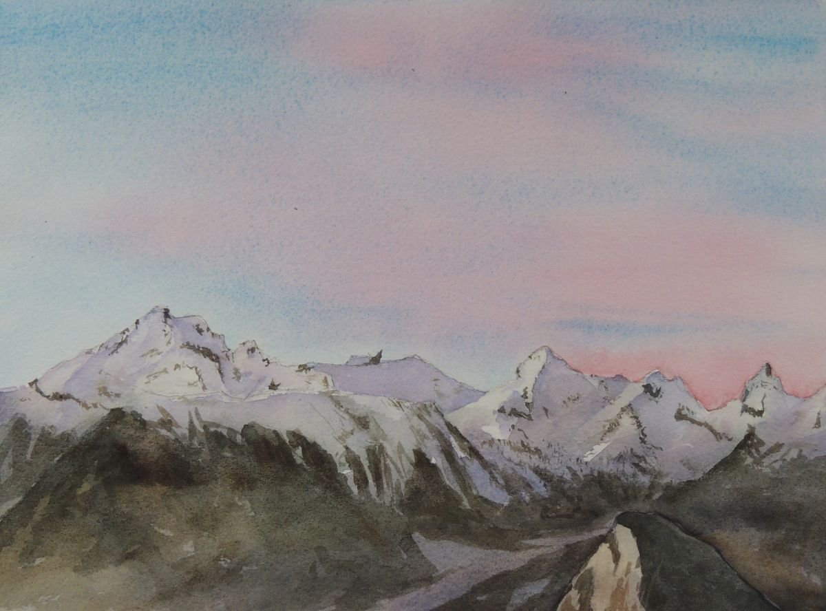 Alpine sunset by Krystyna Szczepanowski