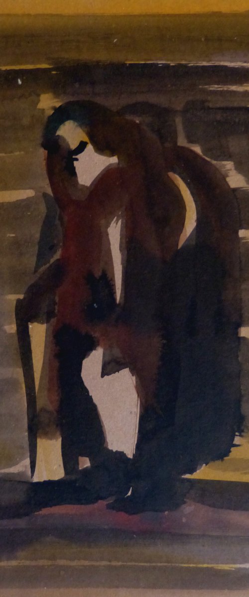 The Pilgrim, watercolour on cardboard 21x29 cm by Frederic Belaubre
