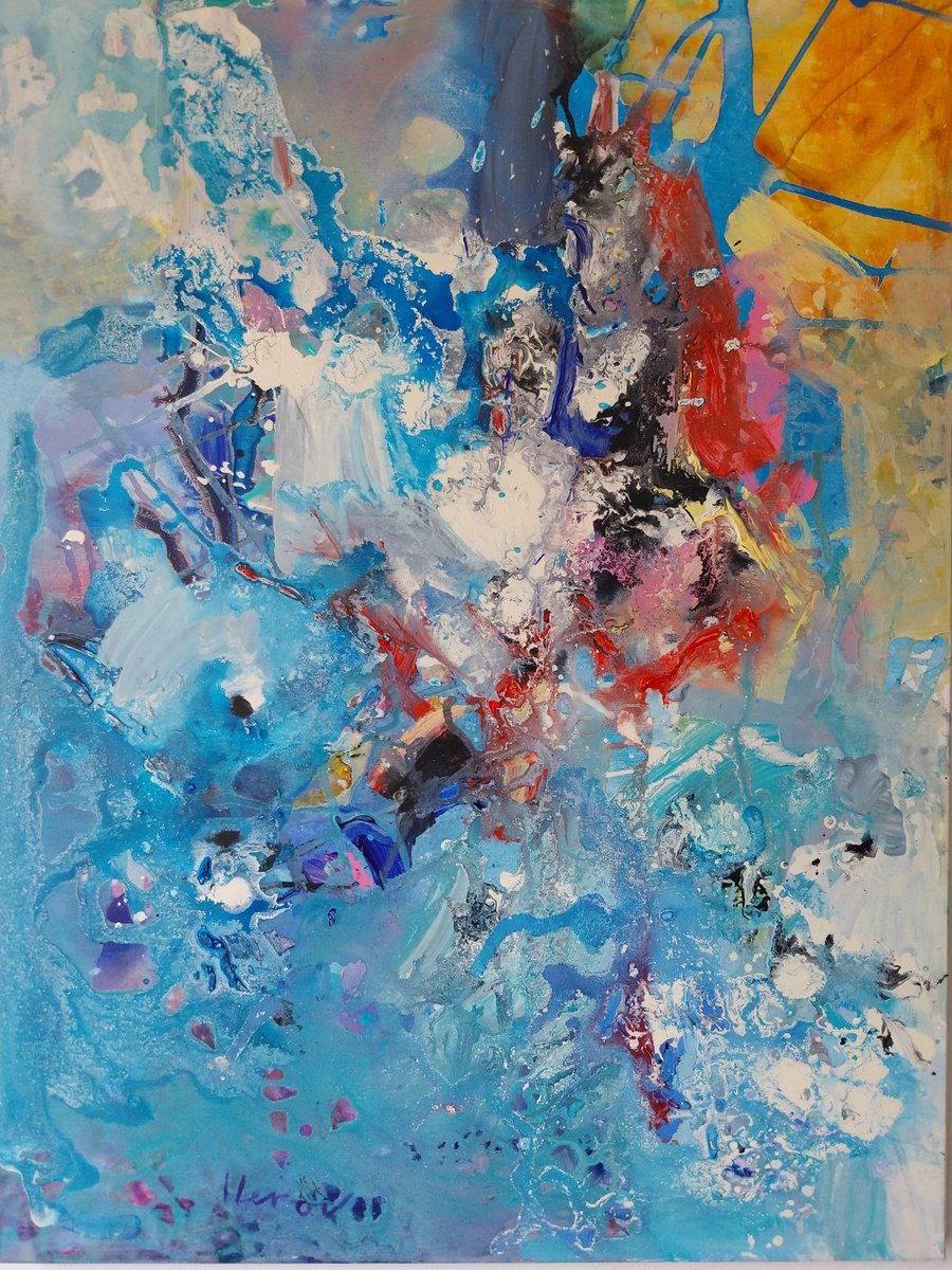 Abstract Acrylic Painting By Ivo Lekov, 24 X 31, Suddenly 2, Original Artwork