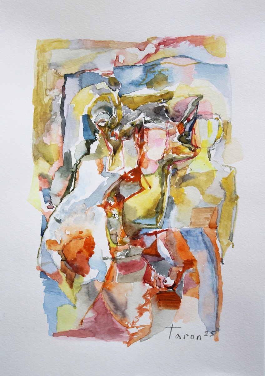 Graphic Abstract Watercolour By Taron Khachatryan, 9 X 13", The Artist