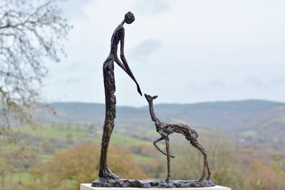 "Girl and Fawn" Trust in Foundry Bronze metal