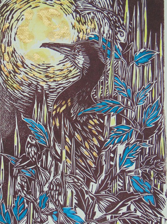 Cormorant linocut, A3