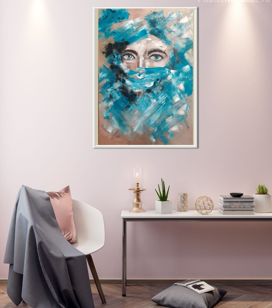 Impressionistic Portrait Oil Painting By Nataliia Plakhotnyk, 20 X 28", Green Eyes, Original Artwork