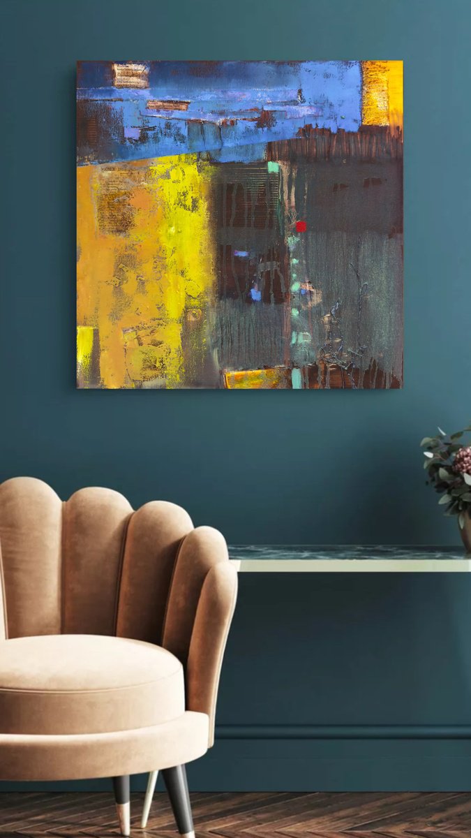 Abstract Oil Painting By Olha Laptieva, 20 X 20", Accidental Connections 1B, Original Artwork