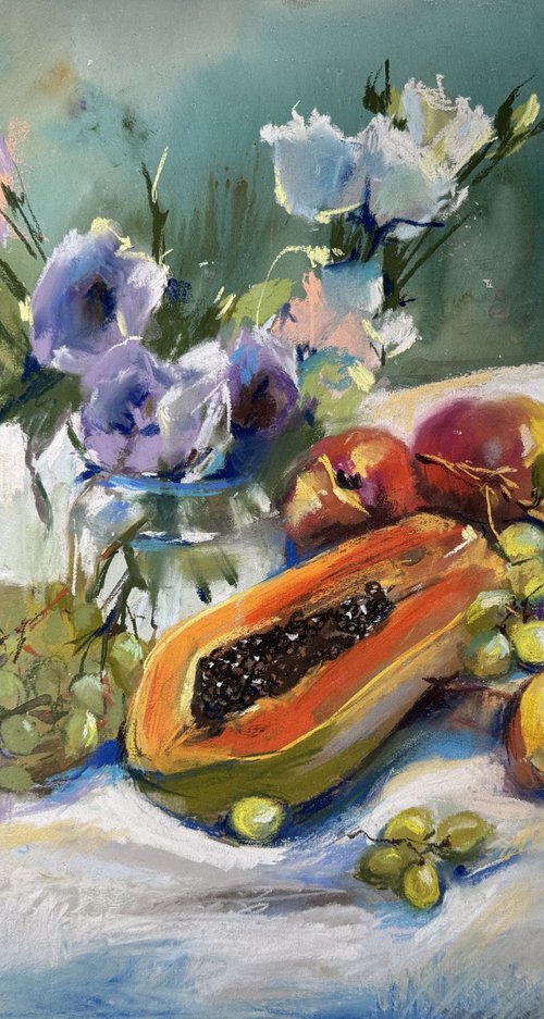 Papaya Still Life by Olena Hromova