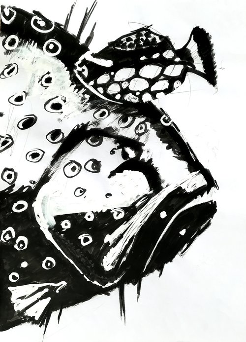 Black and white fish 4 by Evgen Semenyuk