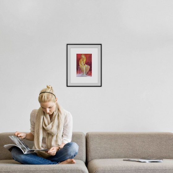 Girl sitting on the golden light