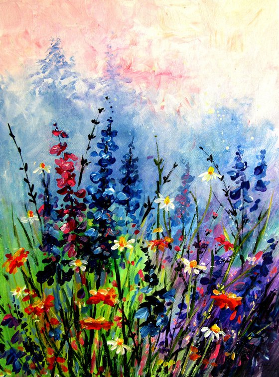 Wildflowers field in the morning