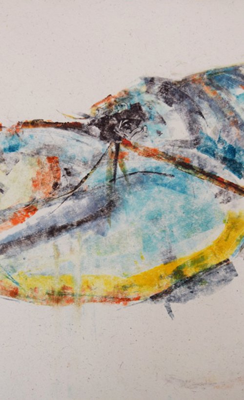 Lobster H 2/3 monoprint by Michelle Parsons