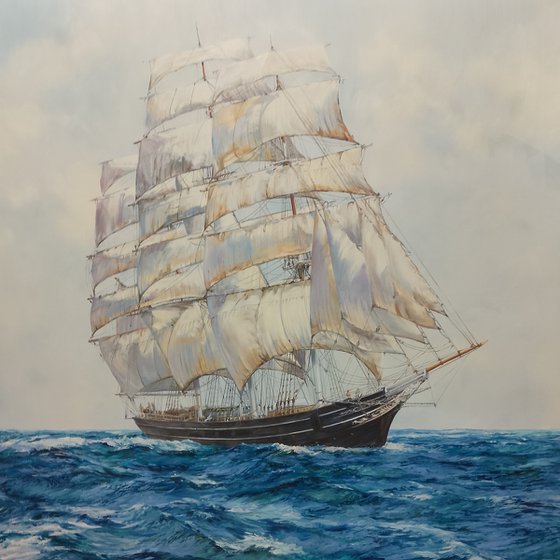 THE CUTTY SARK AT SEA IN FINE WEATHER