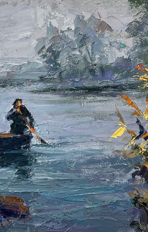 On a Boat in the Middle of the River by Boris Serdyuk