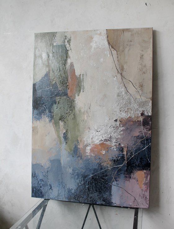 "Brume" Abstract purple green acrylic art