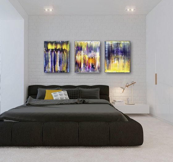 "Transmutation" - FREE USA SHIPPING + Save As A Series - Original PMS Abstract Triptych Oil Paintings On Canvas - 48" x 20"