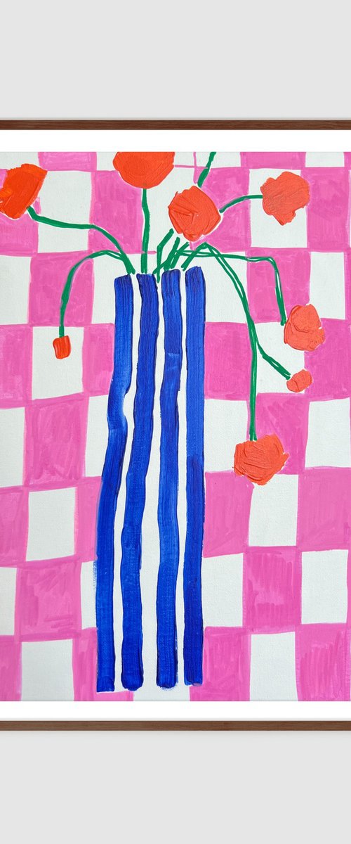 Pink Checkered Matisse Vase by Sasha Robinson