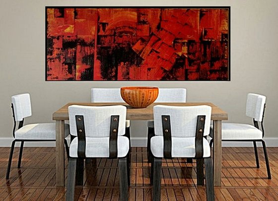 XL ABSTRACT RED 140X46